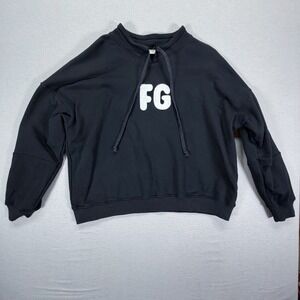Fear of God Sweatshirt Mens S Black Excellent Sixth Collection FG Logo Mock Neck